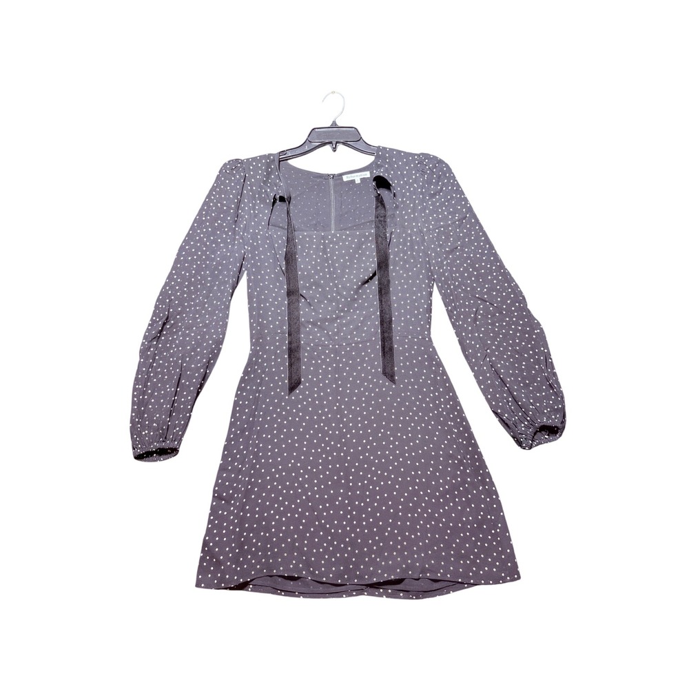 Reformation Cassi Dress Women‎ 6 Black Excellent Polka Dot Velvet Tie Mini